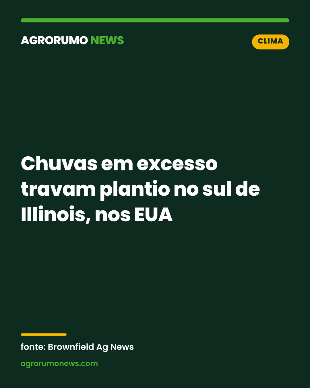 Chuvas em excesso travam plantio no sul de Illinois, nos EUA