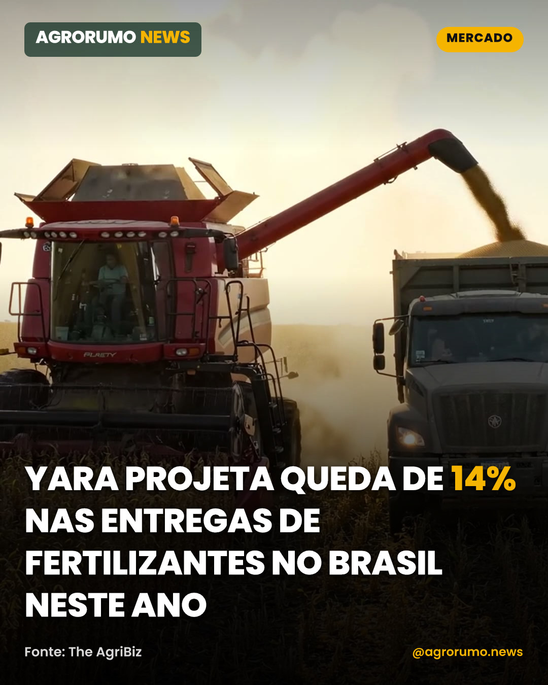 Yara projeta queda de 14% nas entregas de fertilizantes no Brasil neste ano