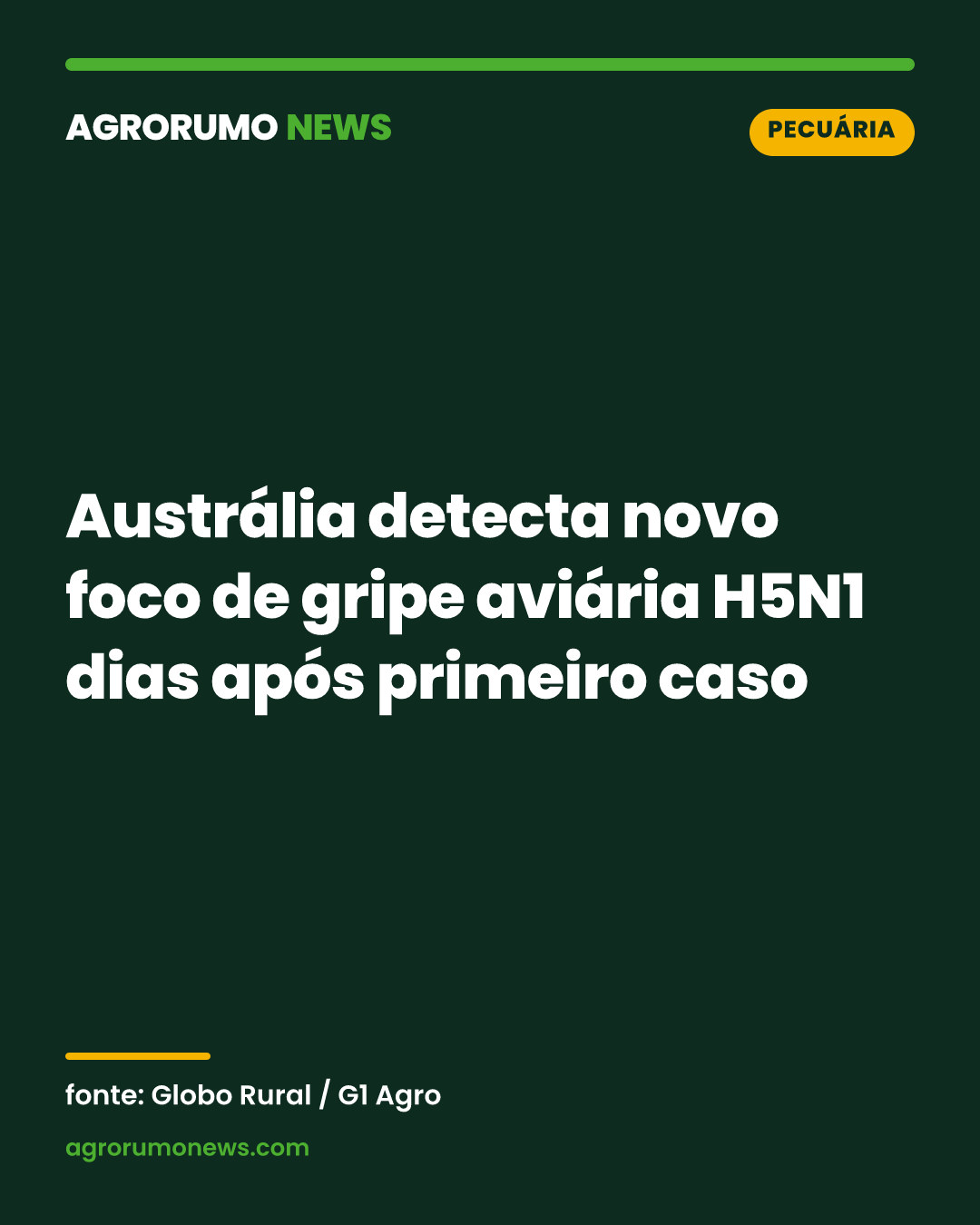 Austrália detecta novo foco de gripe aviária H5N1 dias após primeiro caso