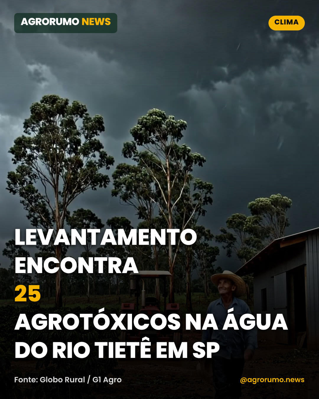 Levantamento encontra 25 agrotóxicos na água do rio Tietê em SP