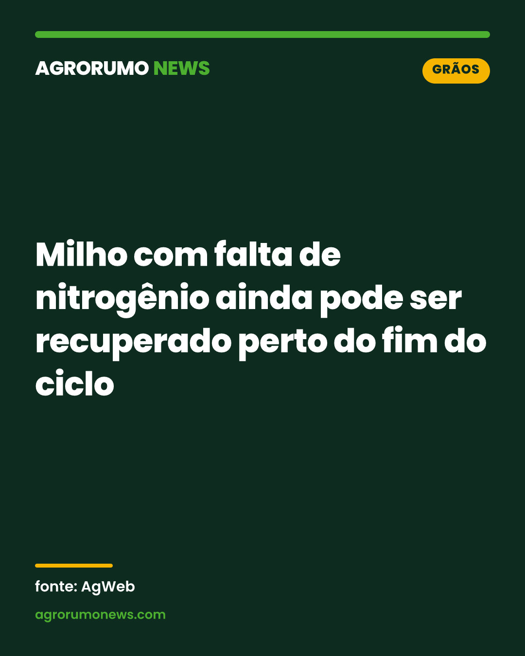 Milho com falta de nitrogênio ainda pode ser recuperado perto do fim do ciclo