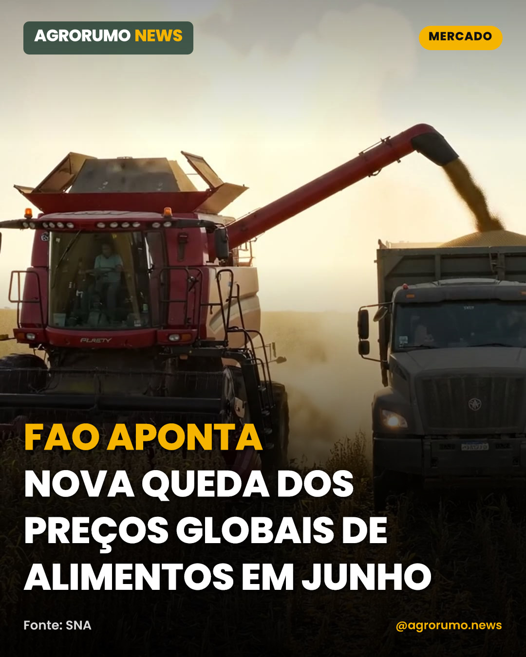 FAO aponta nova queda dos preços globais de alimentos em junho