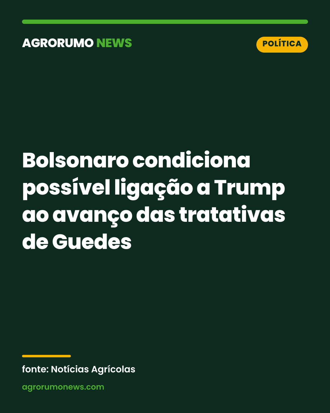 Bolsonaro condiciona possível ligação a Trump ao avanço das tratativas de Guedes