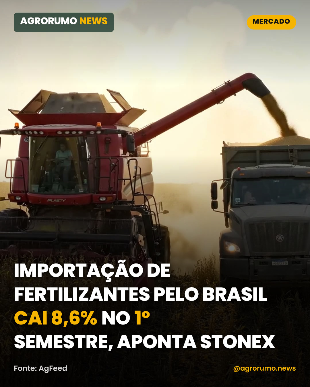Importação de fertilizantes pelo Brasil cai 8,6% no 1º semestre, aponta StoneX