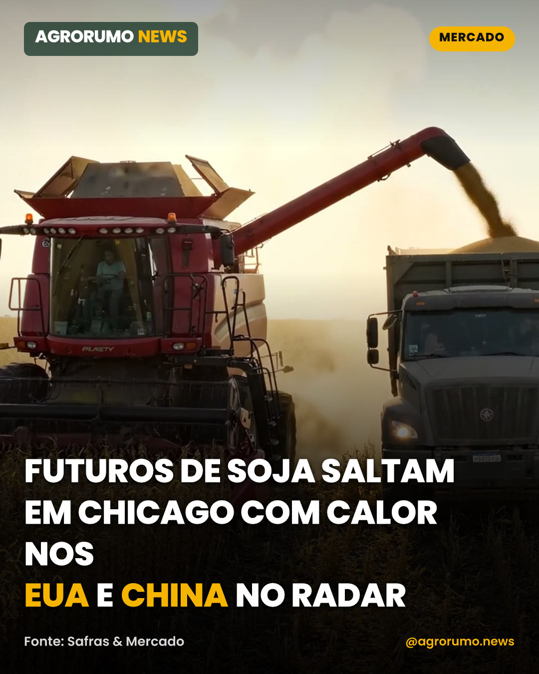 Futuros de soja saltam em Chicago com calor nos EUA e China no radar