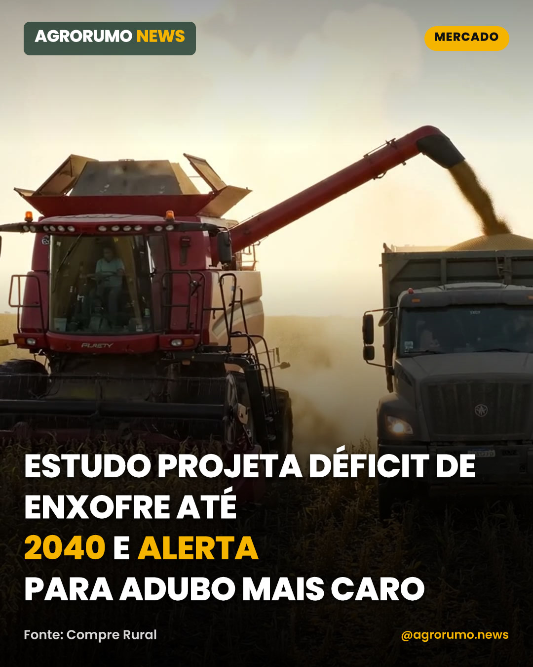 Estudo projeta déficit de enxofre até 2040 e alerta para adubo mais caro
