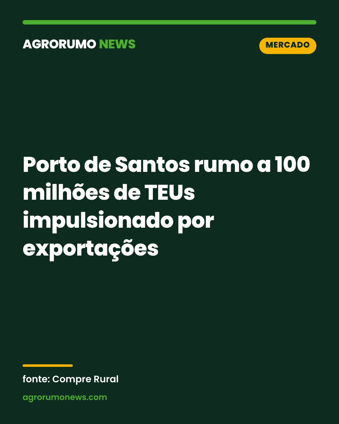Porto de Santos rumo a 100 milhões de TEUs impulsionado por exportações