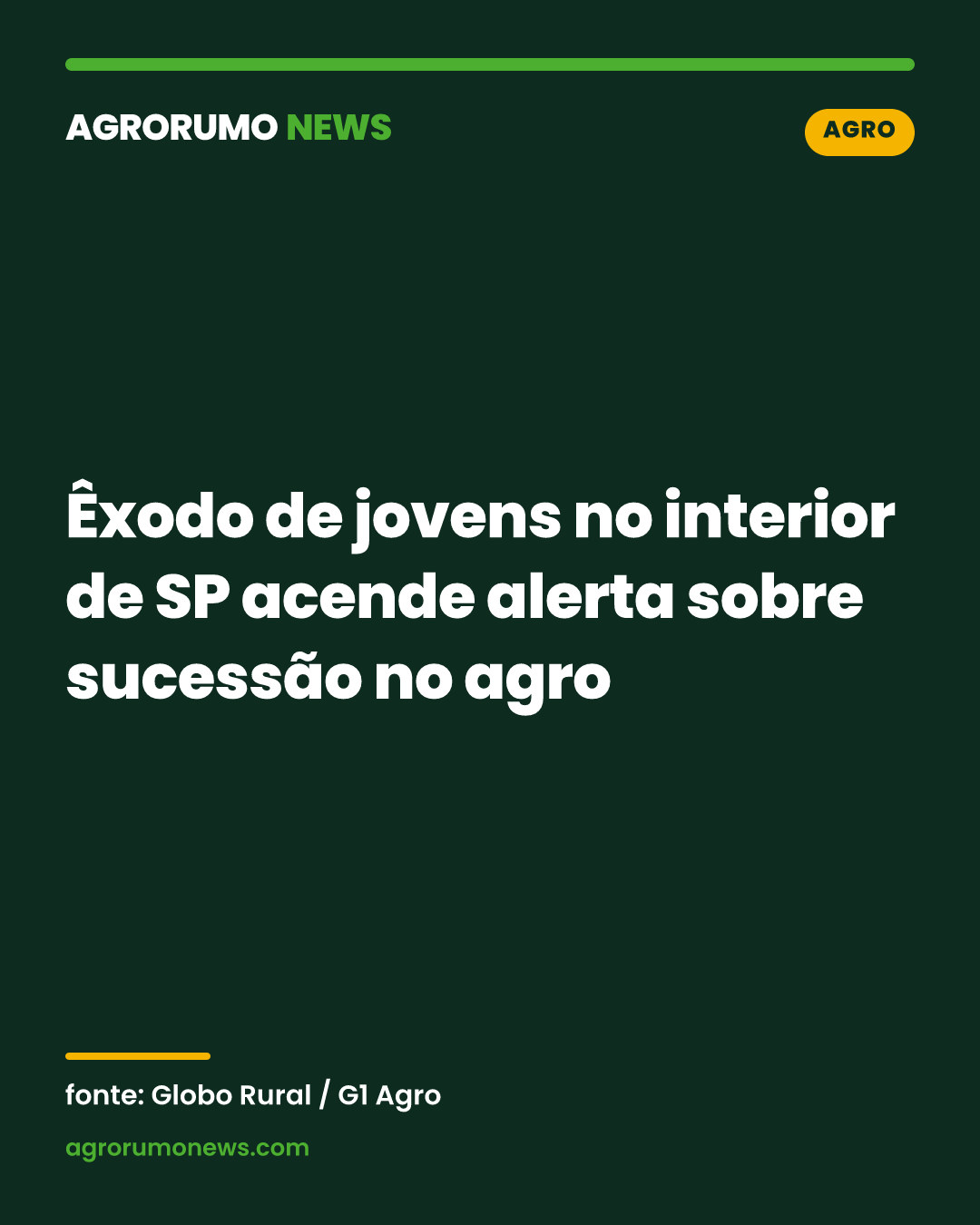 Êxodo de jovens no interior de SP acende alerta sobre sucessão no agro