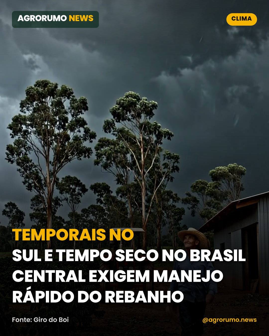 Temporais no Sul e tempo seco no Brasil Central exigem manejo rápido do rebanho