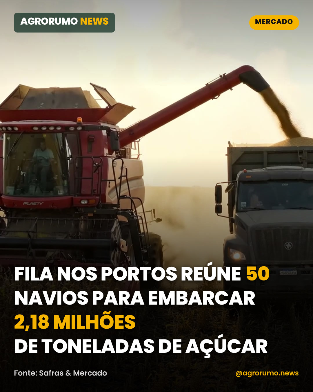 Fila nos portos reúne 50 navios para embarcar 2,18 milhões de toneladas de açúcar