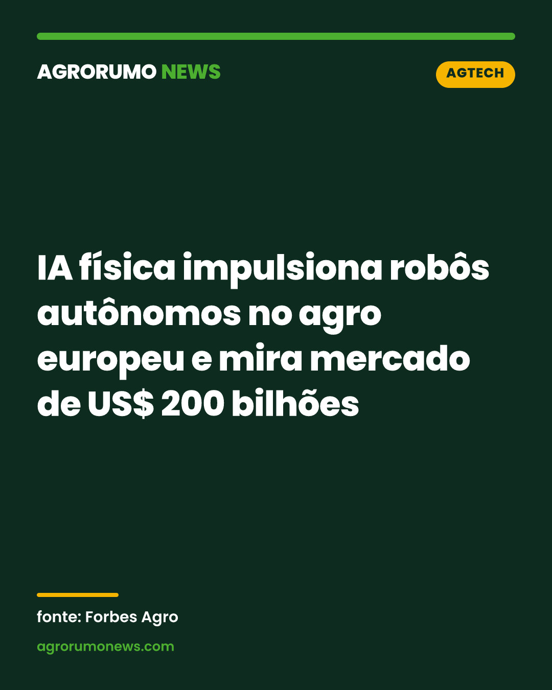 IA física impulsiona robôs autônomos no agro europeu e mira mercado de US$ 200 bilhões