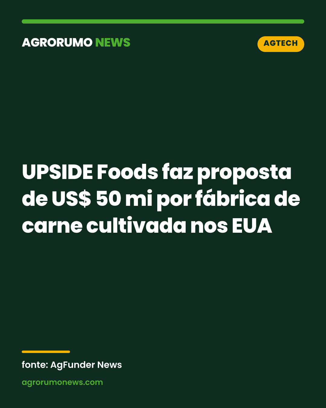 UPSIDE Foods faz proposta de US$ 50 mi por fábrica de carne cultivada nos EUA