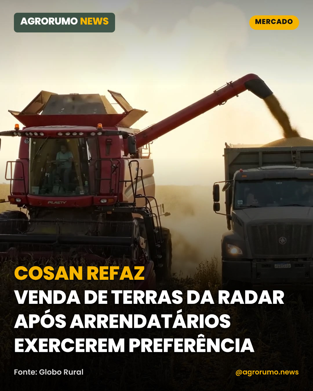 Cosan refaz venda de terras da Radar após arrendatários exercerem preferência
