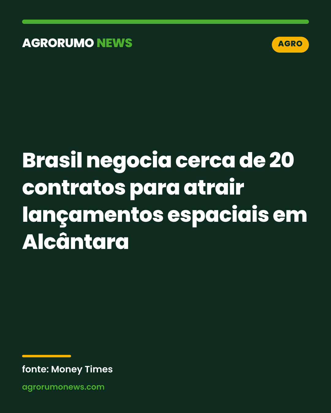 Brasil negocia cerca de 20 contratos para atrair lançamentos espaciais em Alcântara