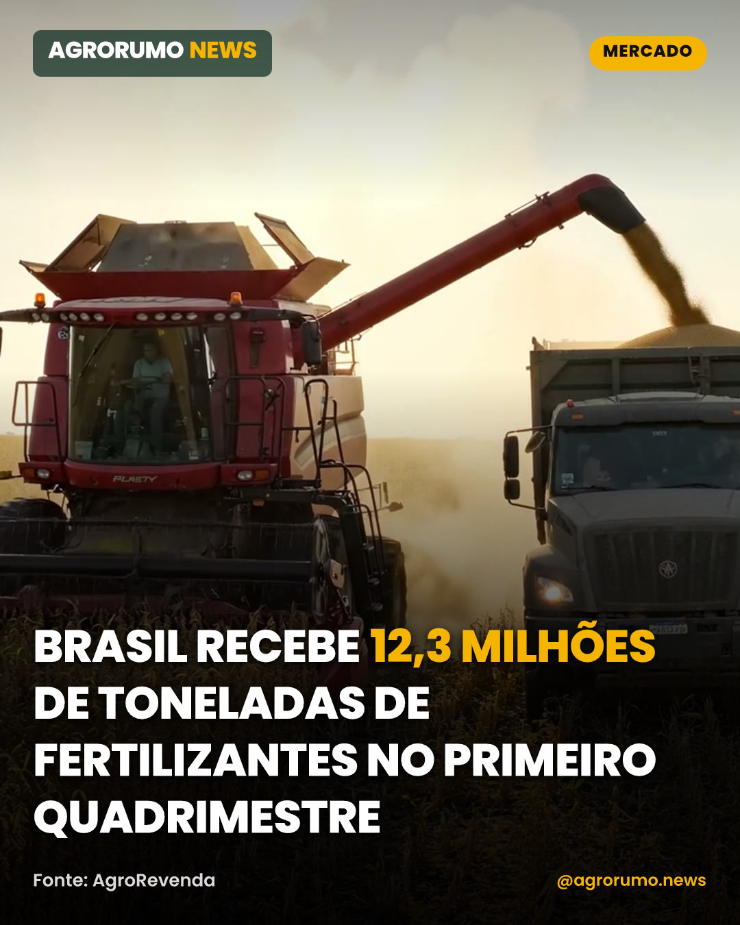 Brasil recebe 12,3 milhões de toneladas de fertilizantes no primeiro quadrimestre
