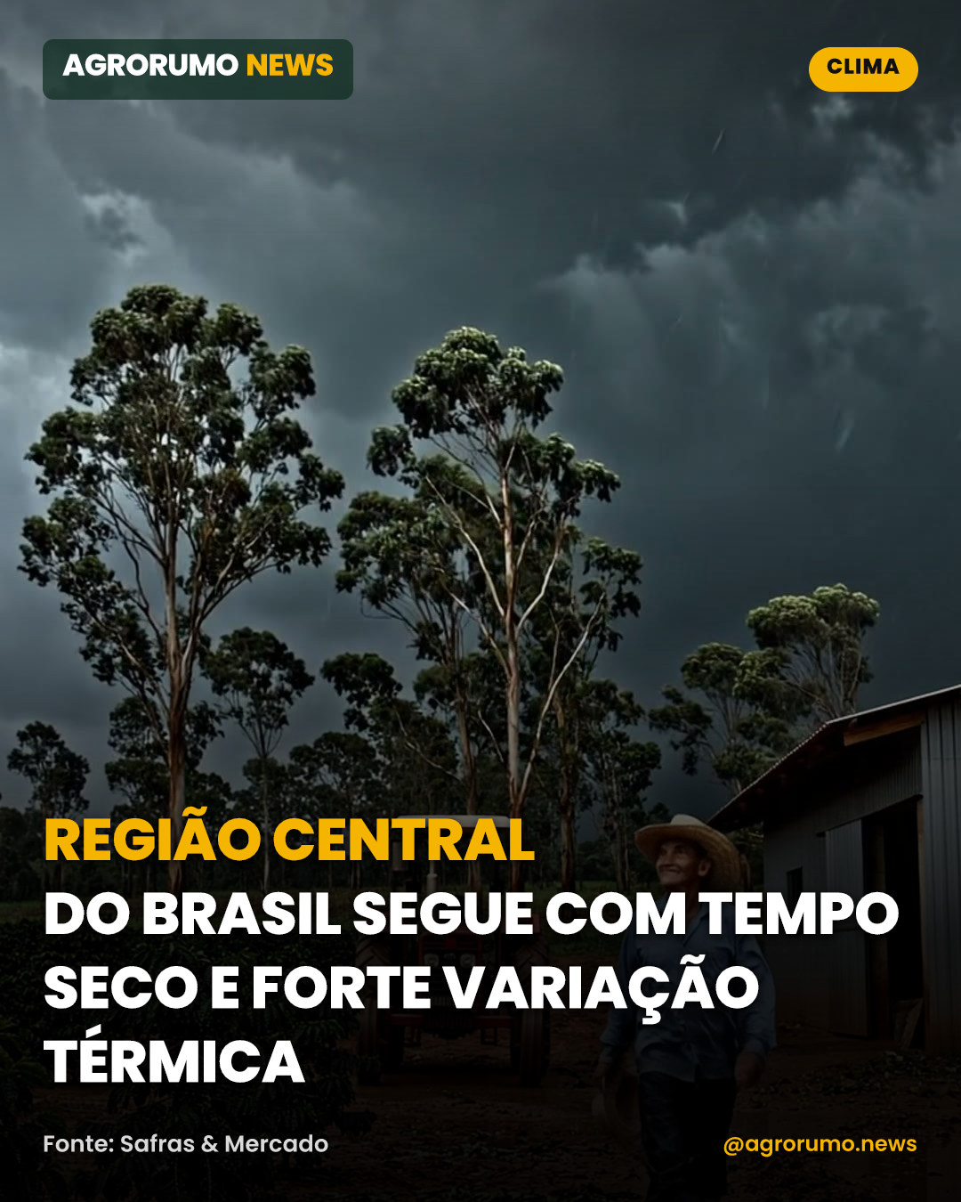 Região central do Brasil segue com tempo seco e forte variação térmica