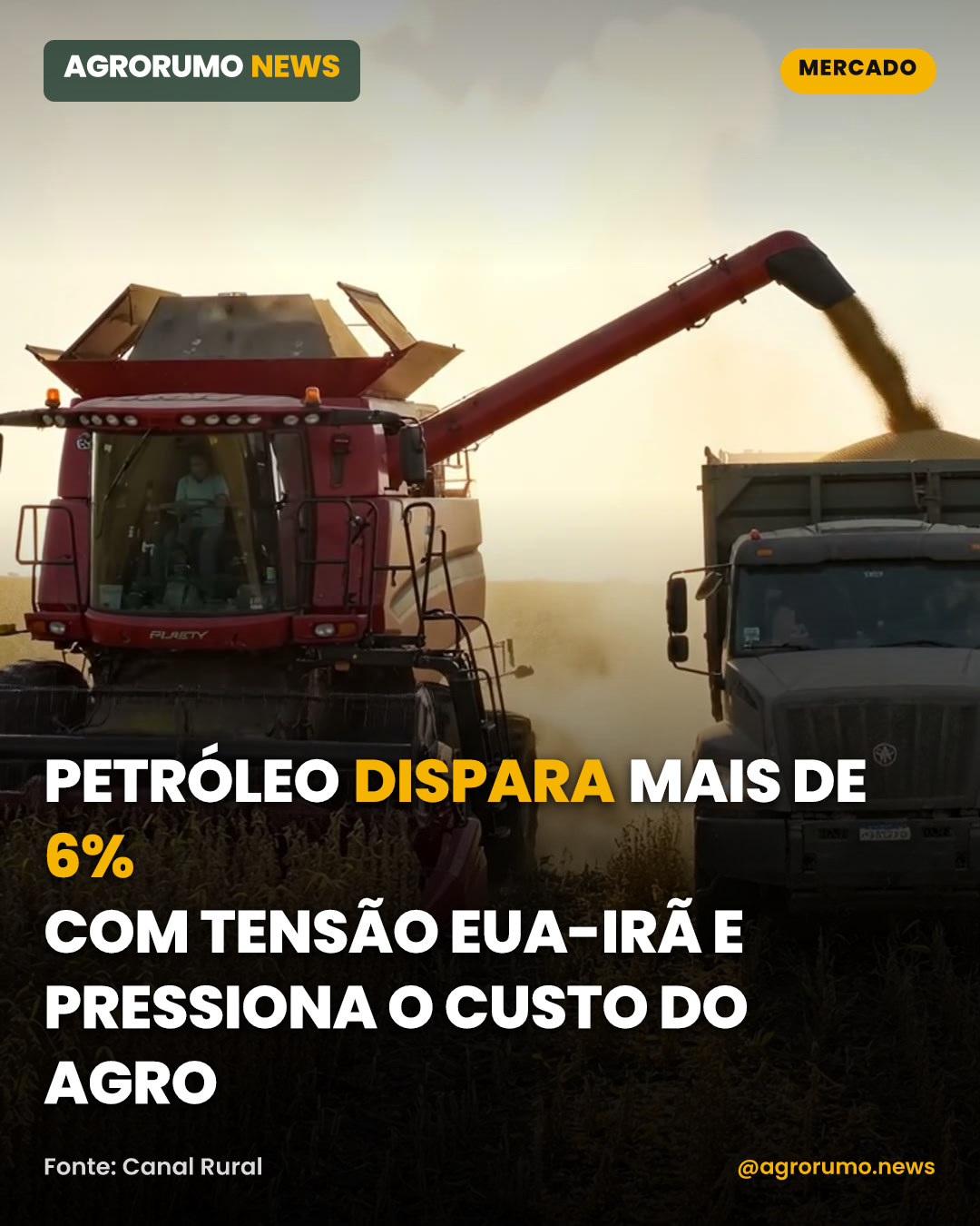 Petróleo dispara mais de 6% com tensão EUA-Irã e pressiona o custo do agro