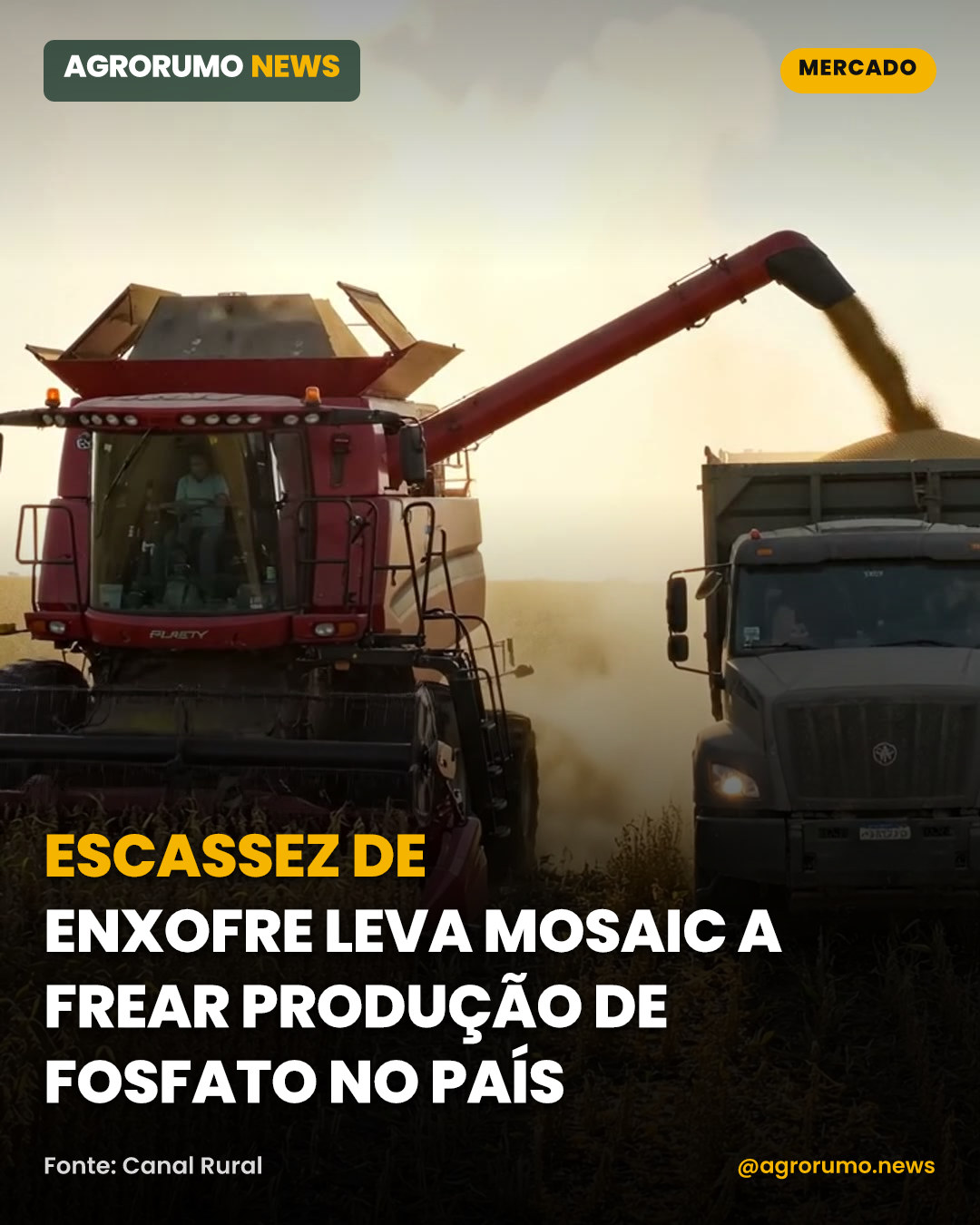 Escassez de enxofre leva Mosaic a frear produção de fosfato no país