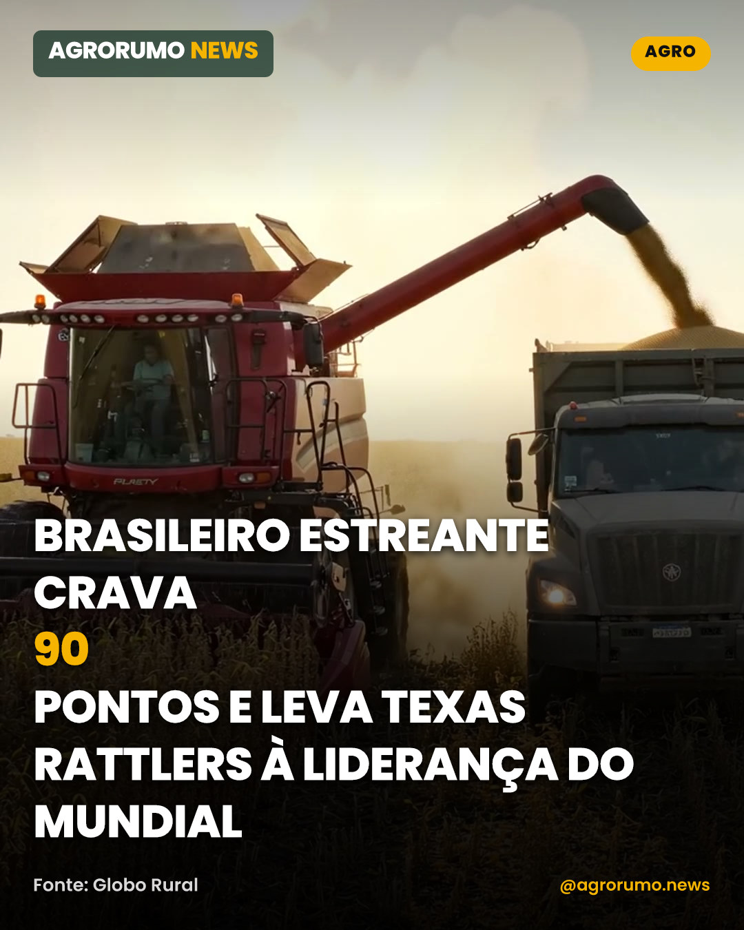 Brasileiro estreante crava 90 pontos e leva Texas Rattlers à liderança do Mundial