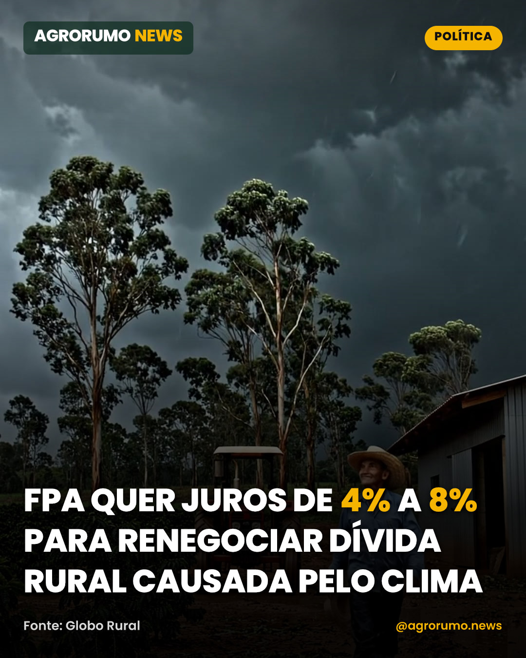 FPA quer juros de 4% a 8% para renegociar dívida rural causada pelo clima