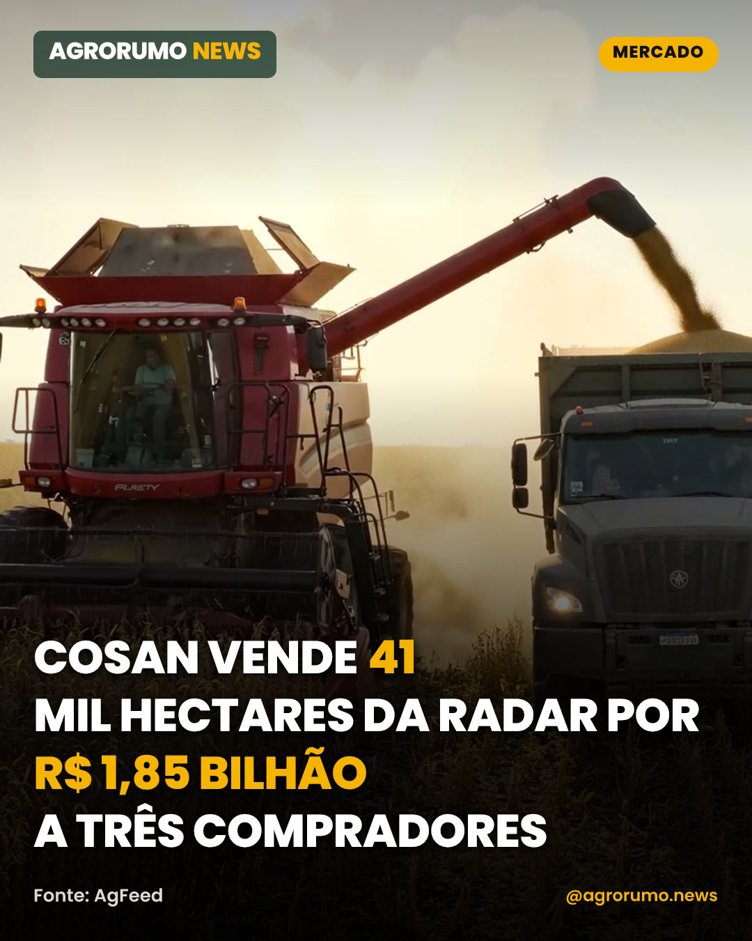 Cosan vende 41 mil hectares da Radar por R$ 1,85 bilhão a três compradores
