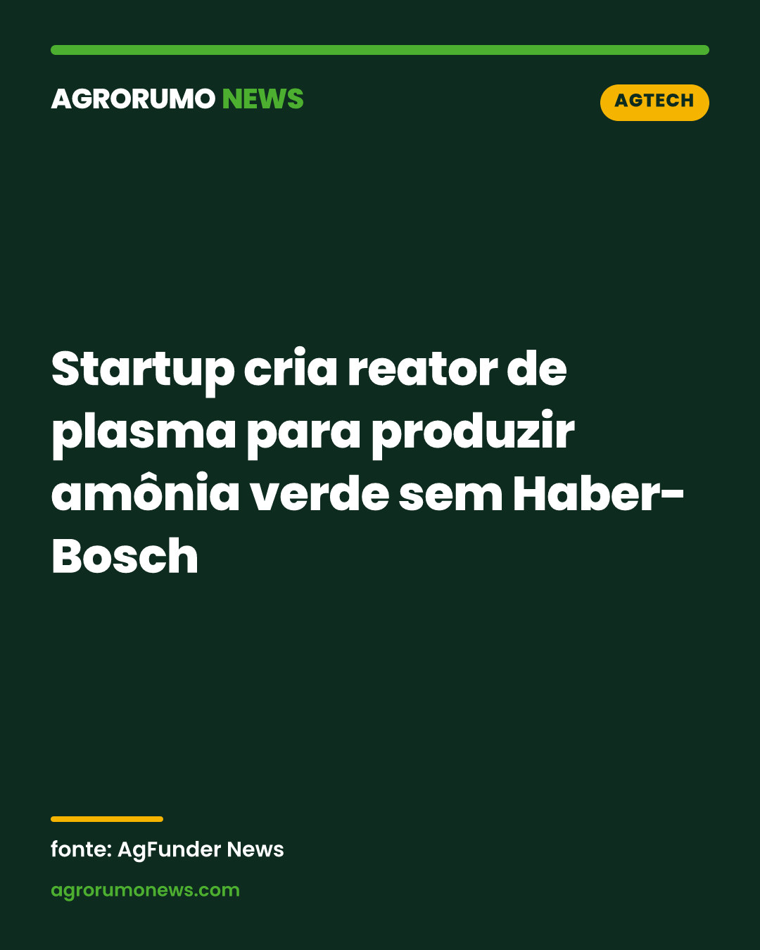 Startup cria reator de plasma para produzir amônia verde sem Haber-Bosch