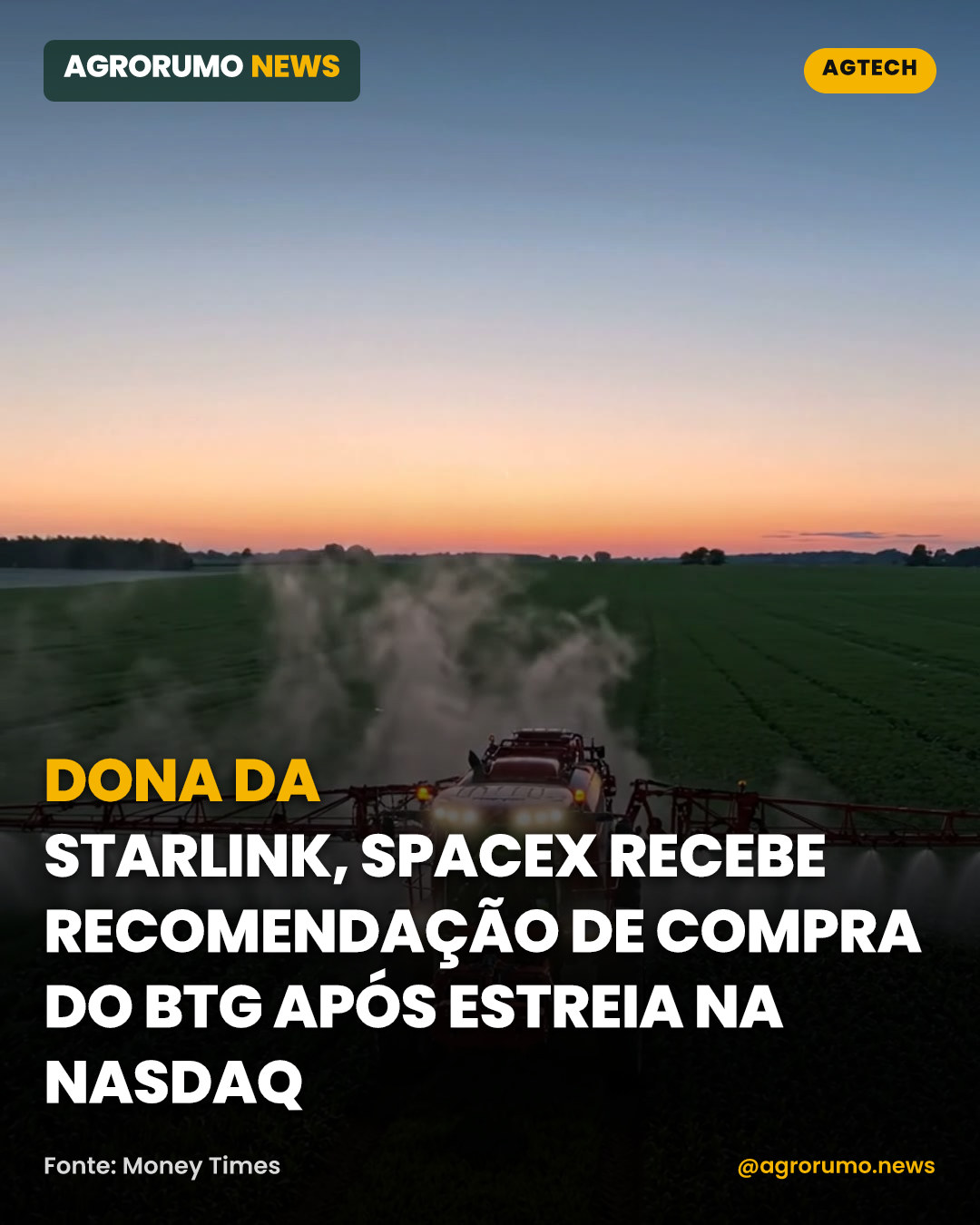 Dona da Starlink, SpaceX recebe recomendação de compra do BTG após estreia na Nasdaq