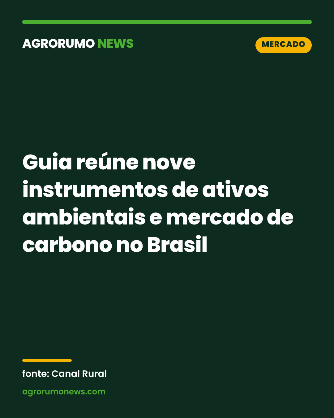 Guia reúne nove instrumentos de ativos ambientais e mercado de carbono no Brasil