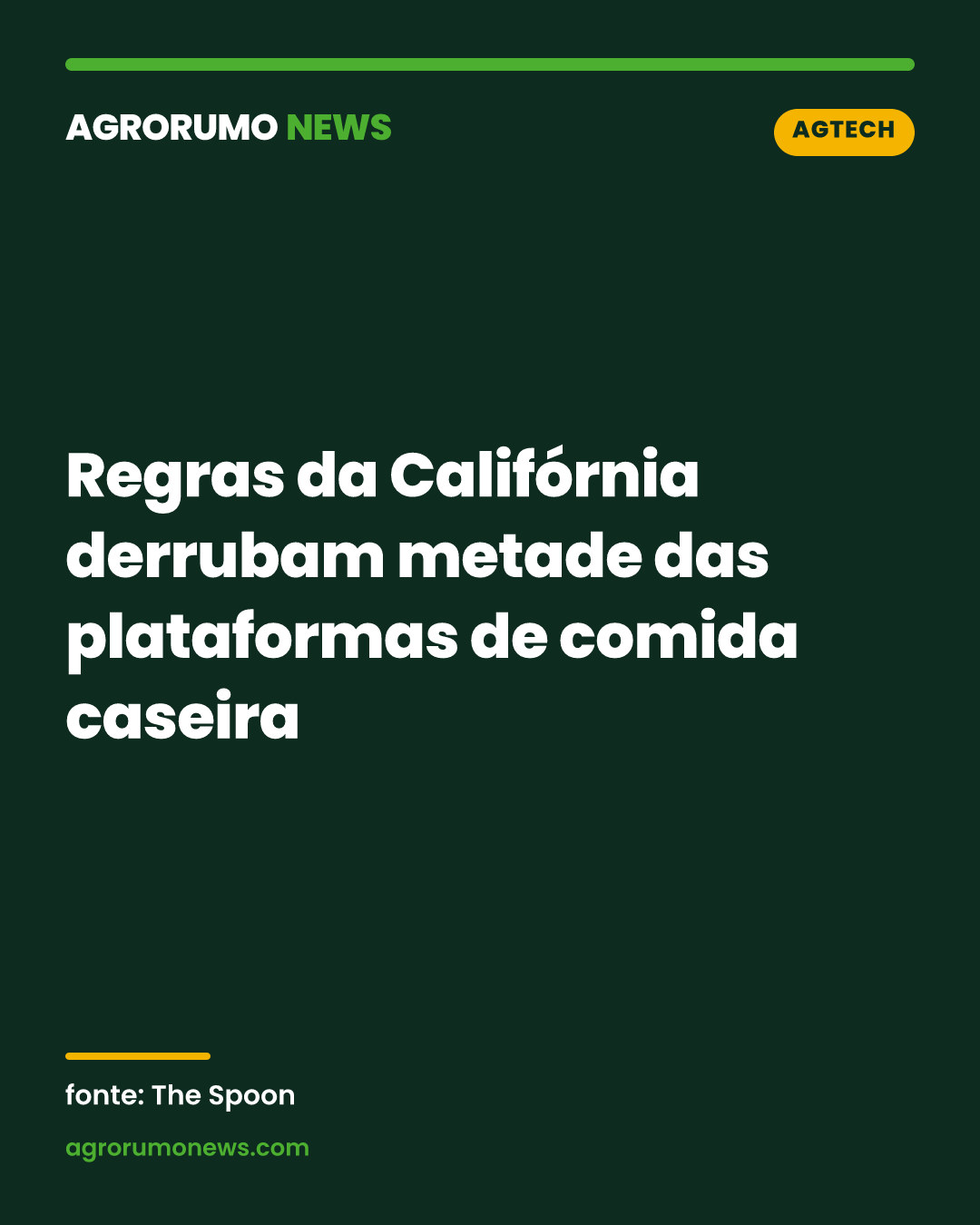 Regras da Califórnia derrubam metade das plataformas de comida caseira