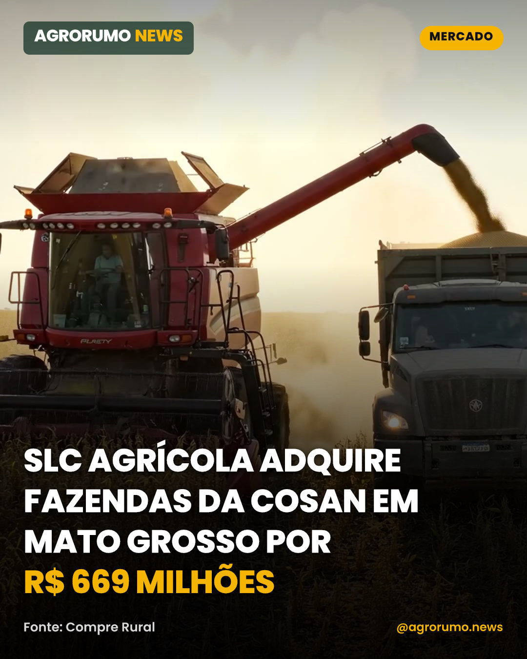 SLC Agrícola adquire fazendas da Cosan em Mato Grosso por R$ 669 milhões