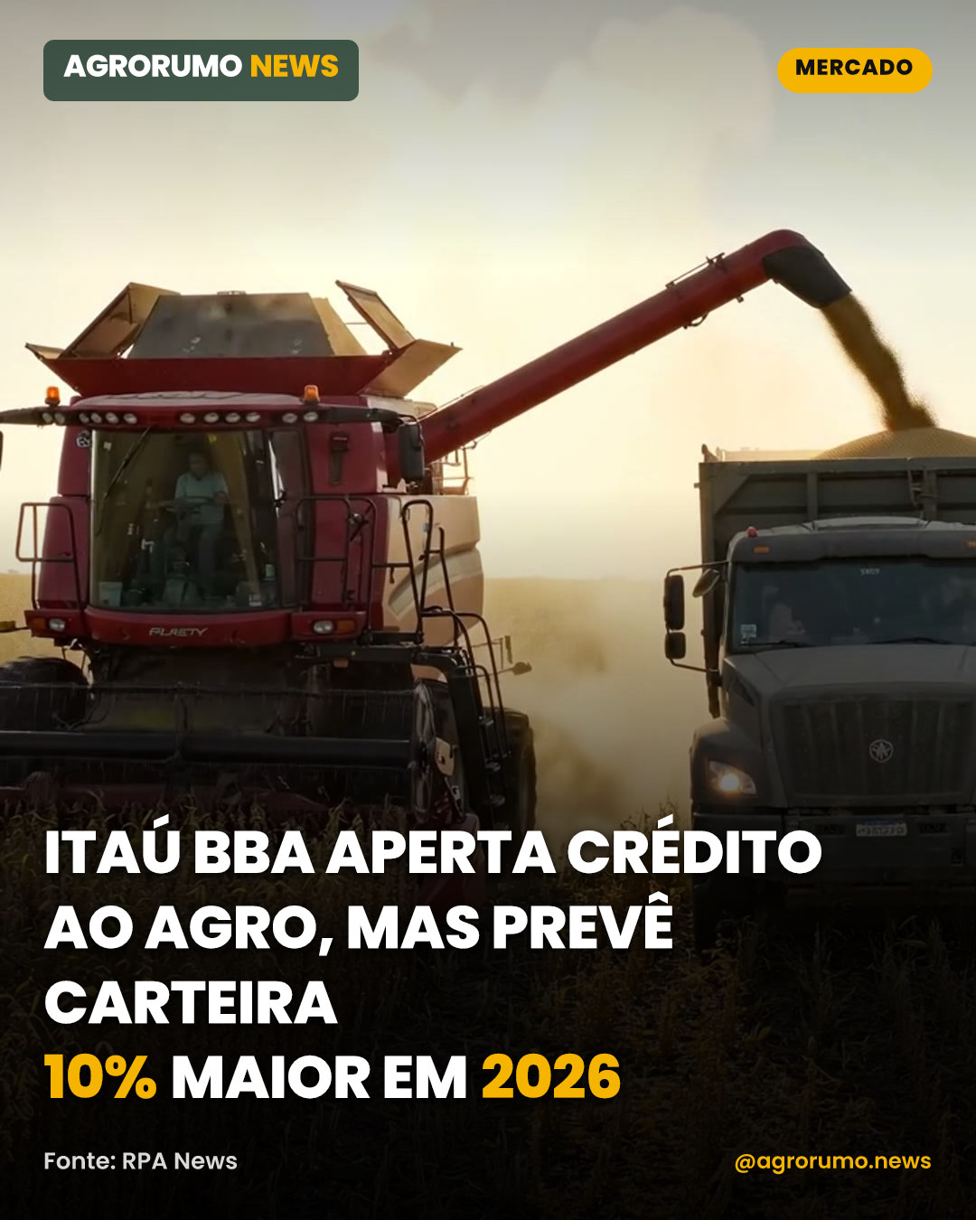 Itaú BBA aperta crédito ao agro, mas prevê carteira 10% maior em 2026