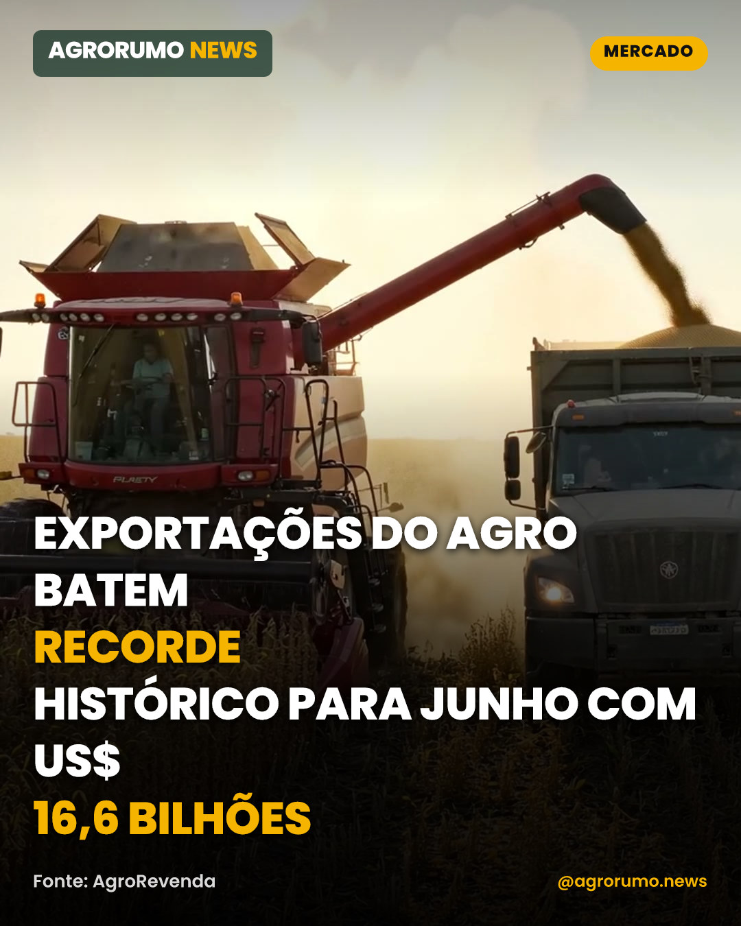 Exportações do agro batem recorde histórico para junho com US$ 16,6 bilhões