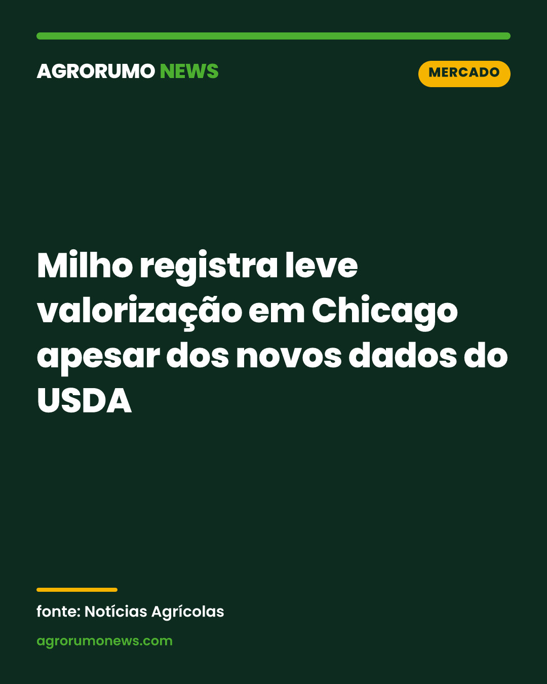Milho registra leve valorização em Chicago apesar dos novos dados do USDA