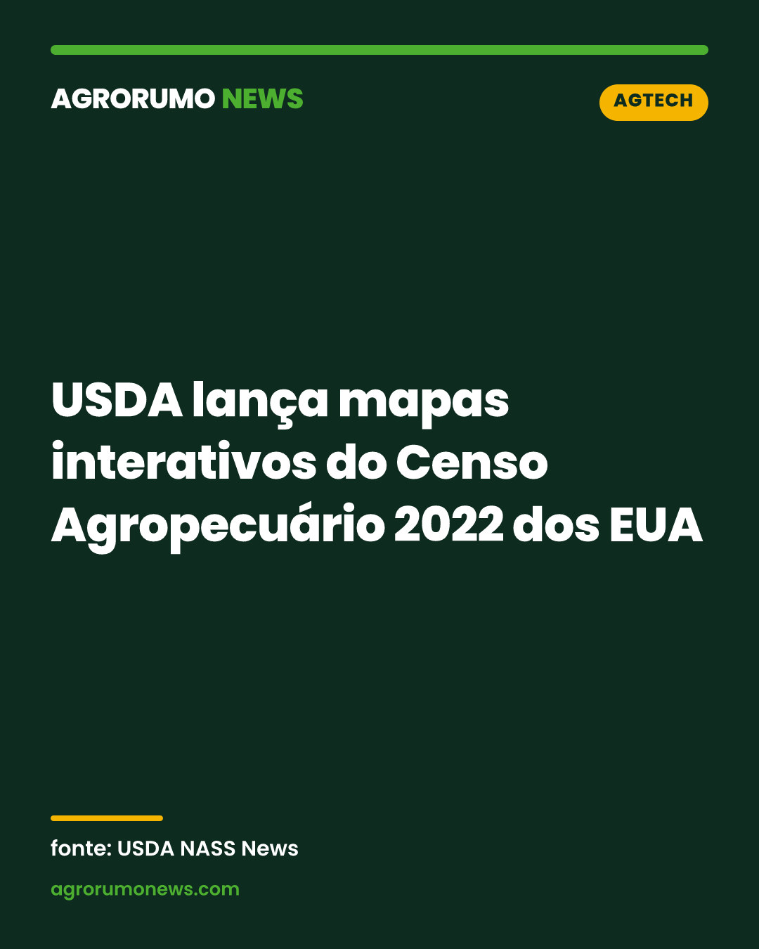 USDA lança mapas interativos do Censo Agropecuário 2022 dos EUA