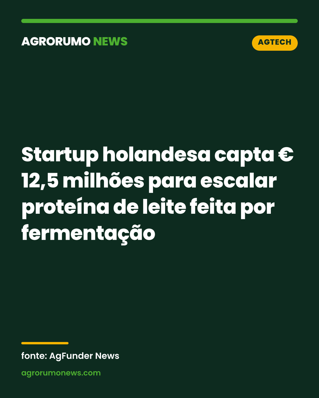 Startup holandesa capta € 12,5 milhões para escalar proteína de leite feita por fermentação