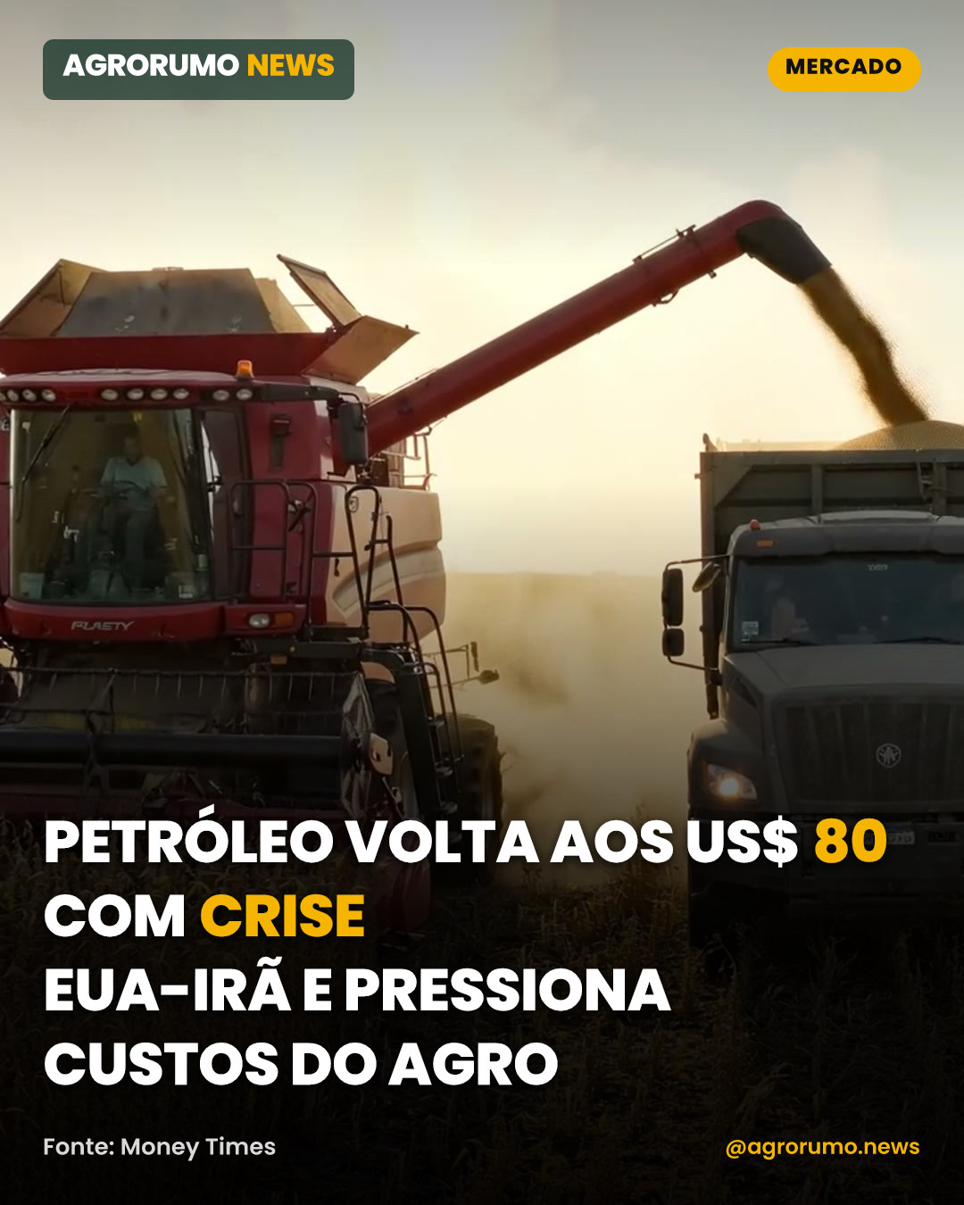 Petróleo volta aos US$ 80 com crise EUA-Irã e pressiona custos do agro
