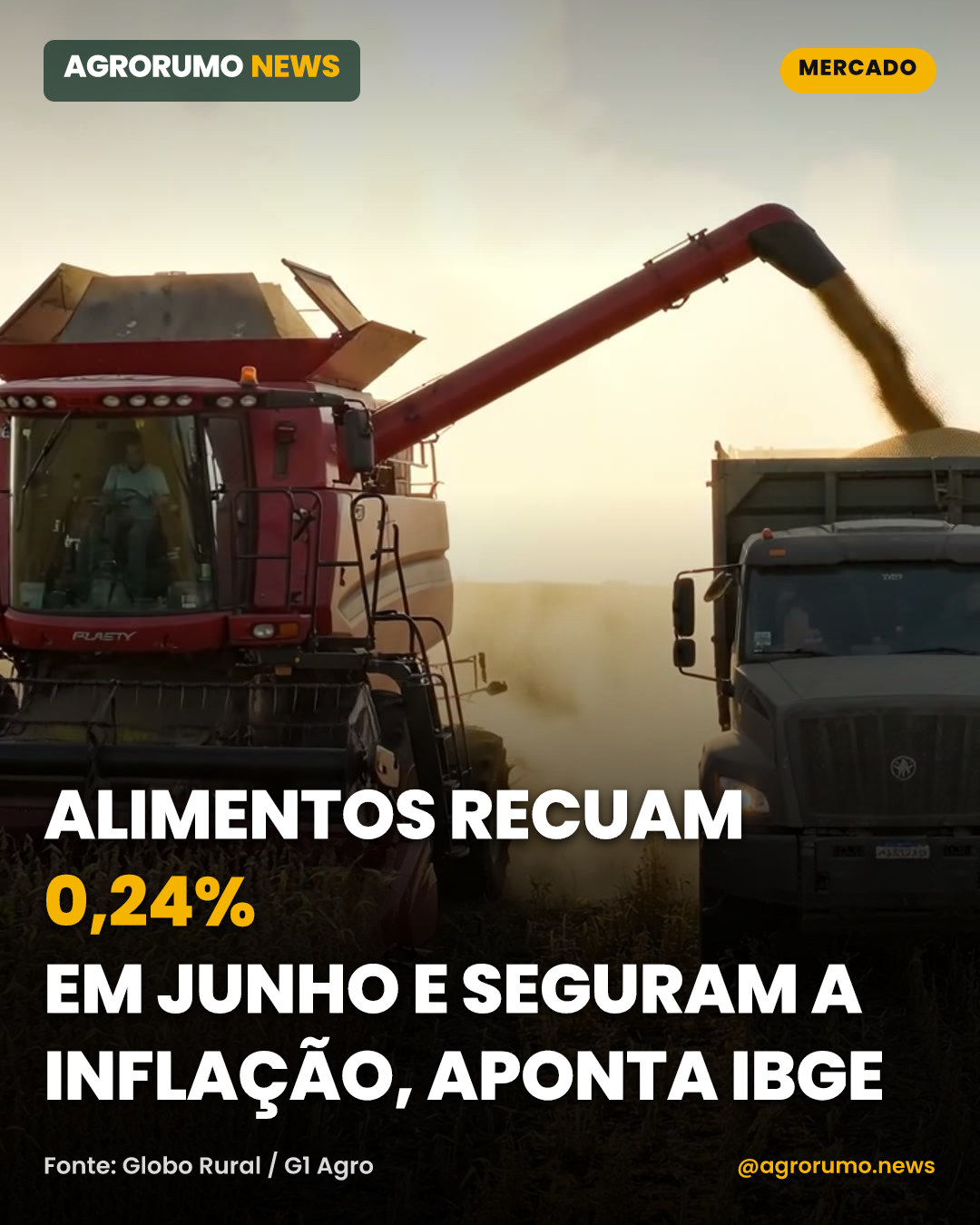 Alimentos recuam 0,24% em junho e seguram a inflação, aponta IBGE