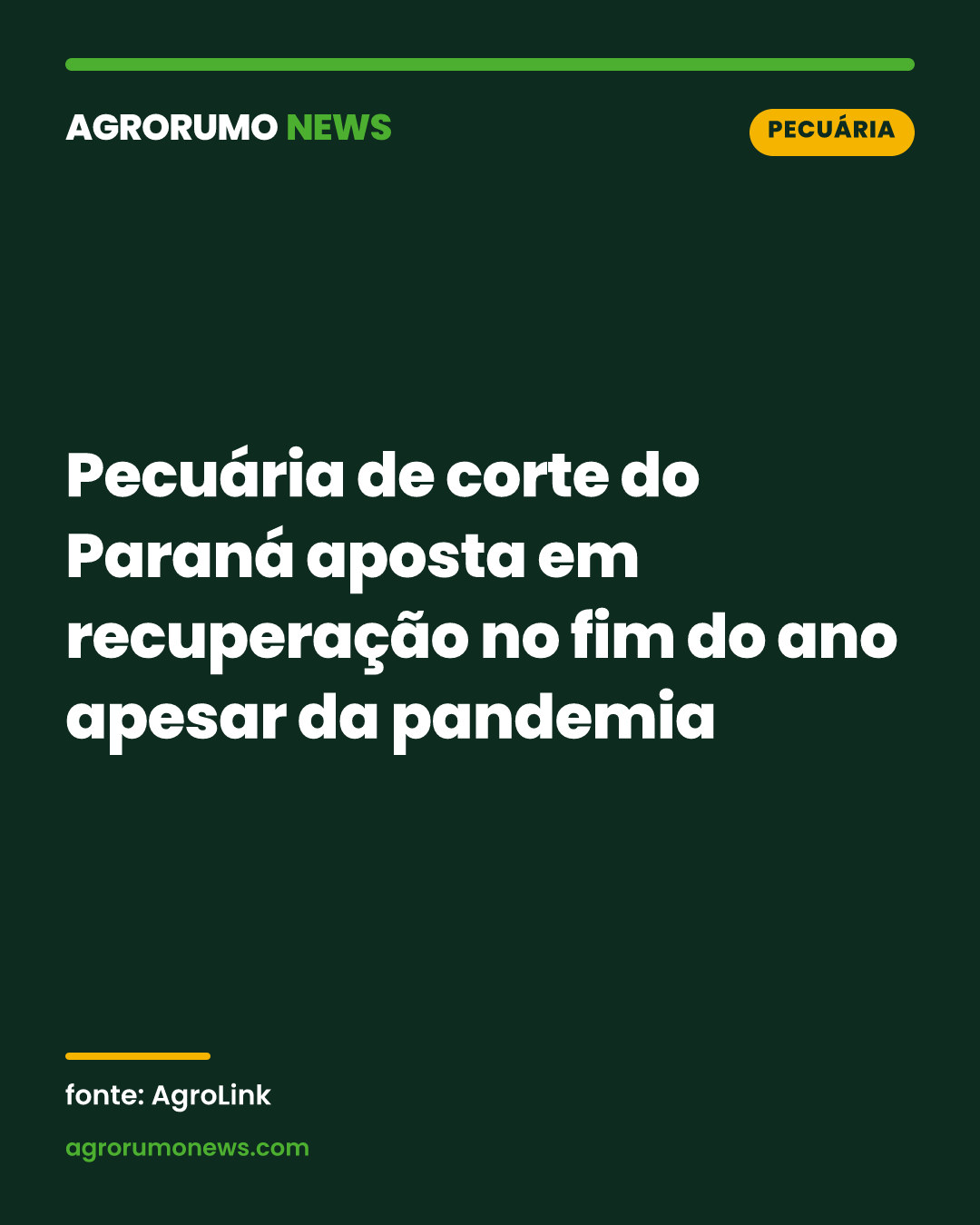 Pecuária de corte do Paraná aposta em recuperação no fim do ano apesar da pandemia