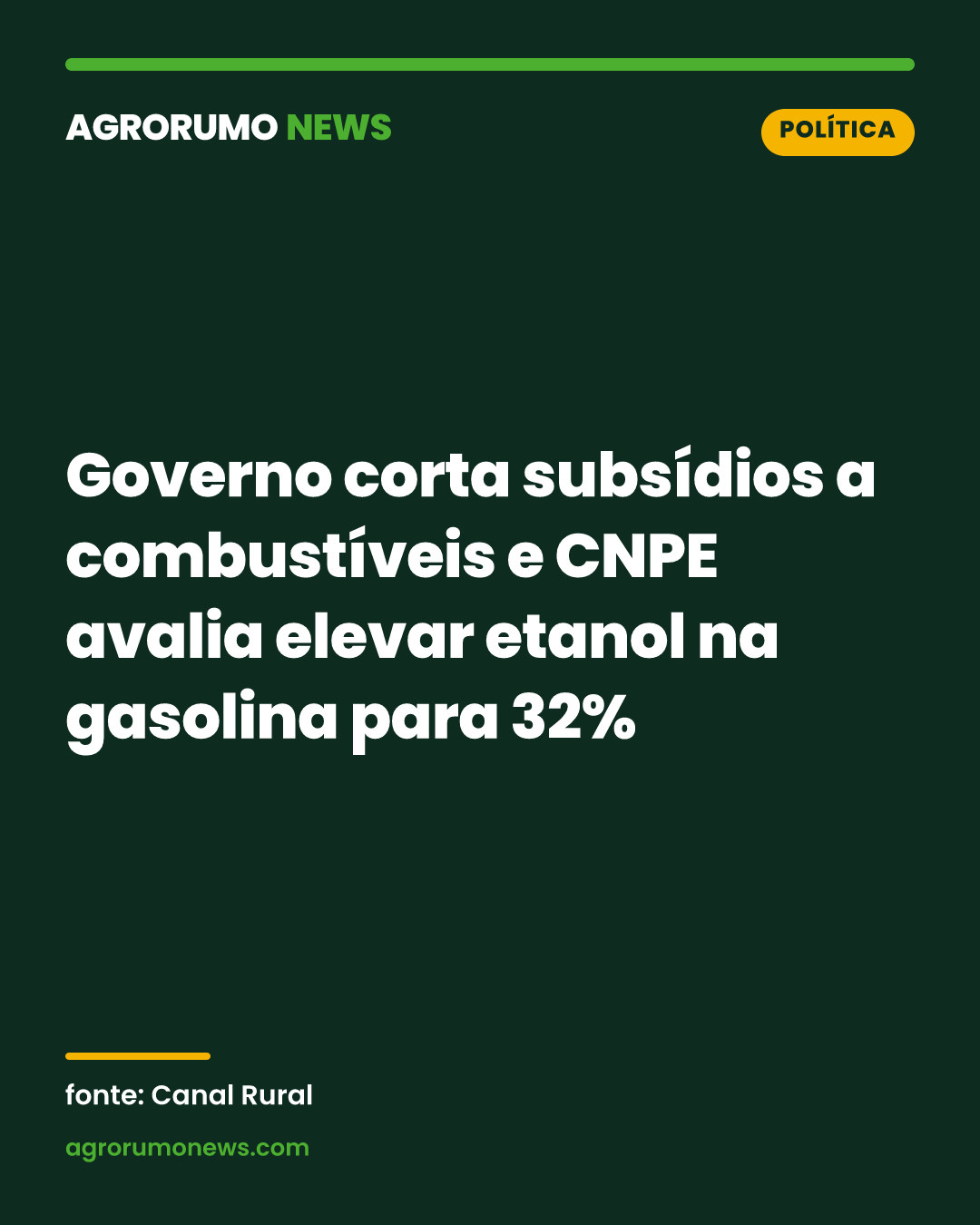 Governo corta subsídios a combustíveis e CNPE avalia elevar etanol na gasolina para 32%