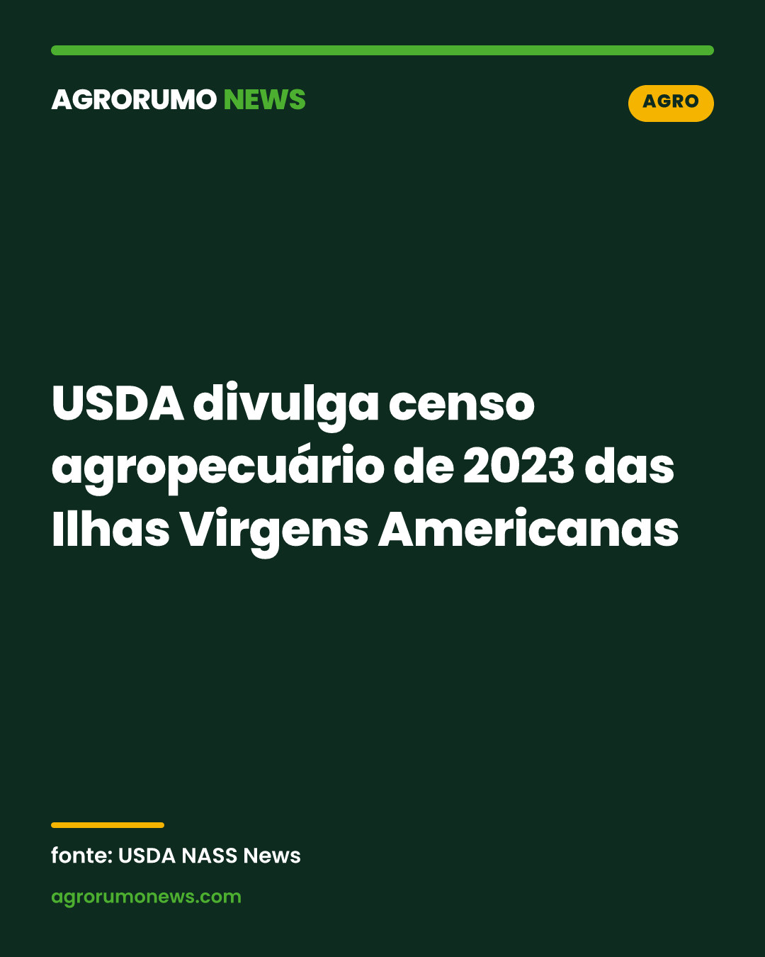 USDA divulga censo agropecuário de 2023 das Ilhas Virgens Americanas